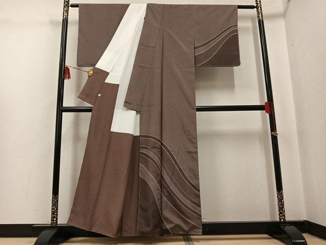 平和屋着物●訪問着　本場大島紬　染大島　流水文　正絹　逸品　AABG4088ph