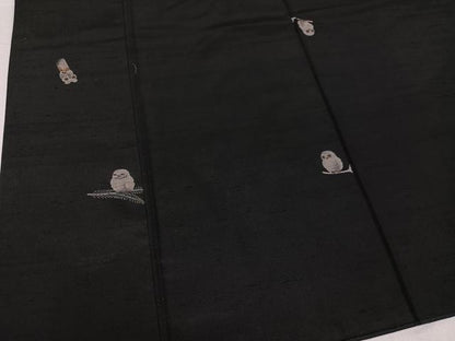 平和屋着物●京の名門・菱屋六右ェ門　紬　梟　正絹　逸品　AABG4089ph