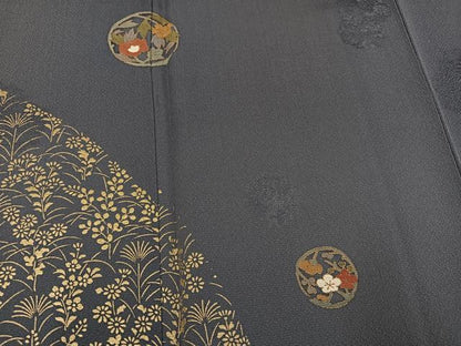 平和屋着物●友禅作家の巨匠　浅井青仁　訪問着　草花文　正絹　逸品　AABG4092ph