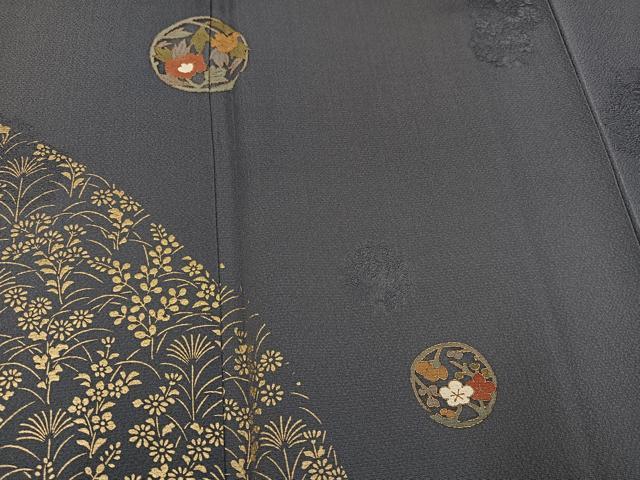 平和屋着物●友禅作家の巨匠　浅井青仁　訪問着　草花文　正絹　逸品　AABG4092ph