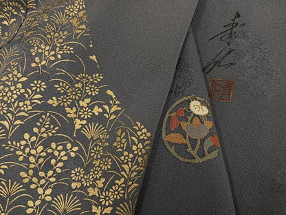 平和屋着物●友禅作家の巨匠　浅井青仁　訪問着　草花文　正絹　逸品　AABG4092ph