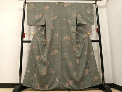 平和屋着物●上質な小紋　紬地　絞り　辻が花　正絹　逸品　AABG4094ph