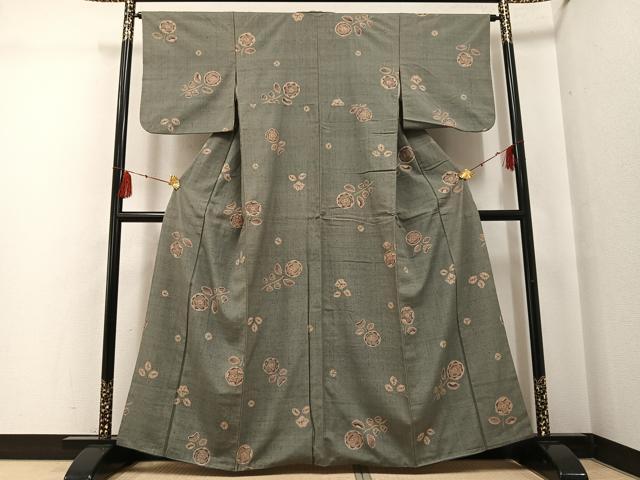 平和屋着物●上質な小紋　紬地　絞り　辻が花　正絹　逸品　AABG4094ph