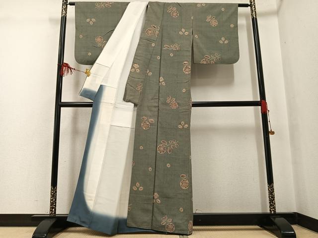 平和屋着物●上質な小紋　紬地　絞り　辻が花　正絹　逸品　AABG4094ph