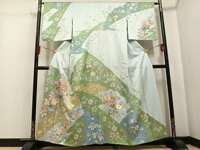 平和屋着物●訪問着　草花文　金彩　正絹　逸品　AABG4096ph