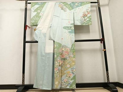 平和屋着物●訪問着　草花文　金彩　正絹　逸品　AABG4096ph