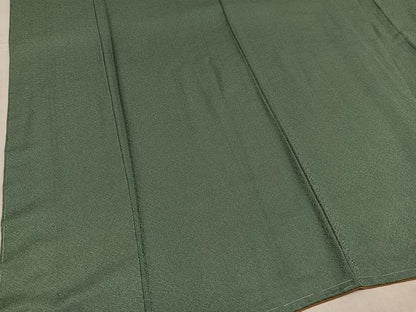 平和屋着物●上質な色無地　作家物　花地紋　老竹色　正絹　逸品　未使用　AABG4097ph