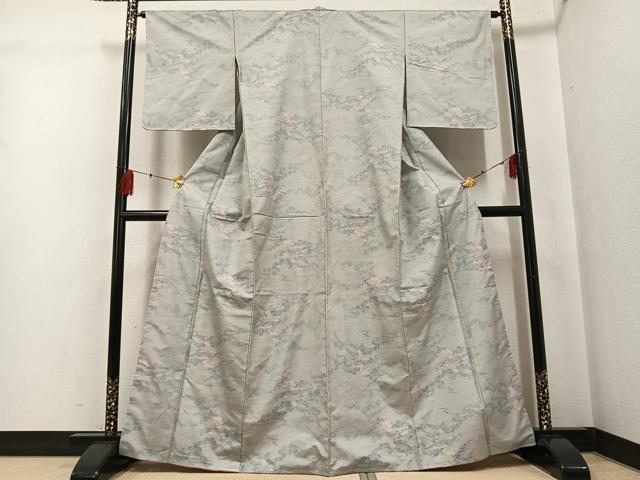 平和屋着物●本場大島紬　白大島　カタス9マルキ　草花文　正絹　逸品　未使用　AABG4098ph