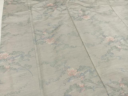 平和屋着物●本場大島紬　白大島　カタス9マルキ　草花文　正絹　逸品　未使用　AABG4098ph