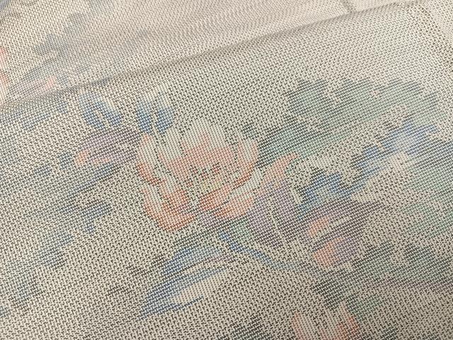 平和屋着物●本場大島紬　白大島　カタス9マルキ　草花文　正絹　逸品　未使用　AABG4098ph
