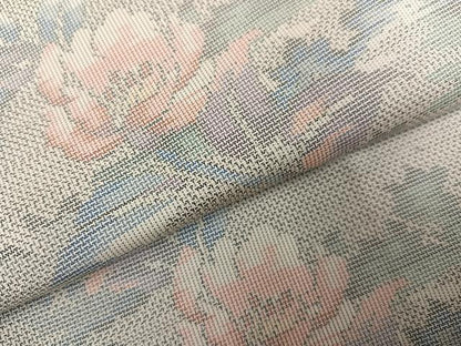 平和屋着物●本場大島紬　白大島　カタス9マルキ　草花文　正絹　逸品　未使用　AABG4098ph