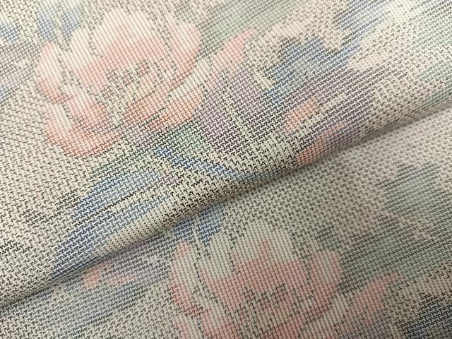 平和屋着物●本場大島紬　白大島　カタス9マルキ　草花文　正絹　逸品　未使用　AABG4098ph