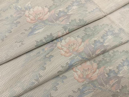 平和屋着物●本場大島紬　白大島　カタス9マルキ　草花文　正絹　逸品　未使用　AABG4098ph