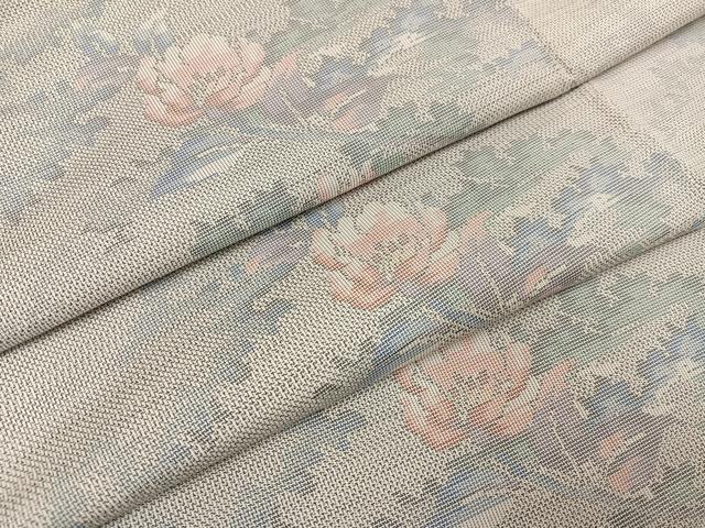 平和屋着物●本場大島紬　白大島　カタス9マルキ　草花文　正絹　逸品　未使用　AABG4098ph