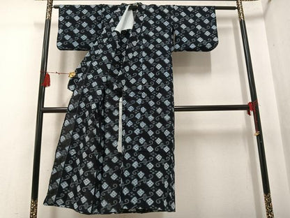平和屋着物●久留米絣　単衣　花唐草文　綿　逸品　AABG4103ph