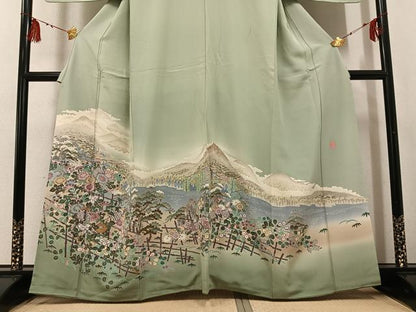 平和屋着物●本加賀友禅作家　村田理栄　色留袖　風景草花文　暈し染め　正絹　逸品　AABG4105ph