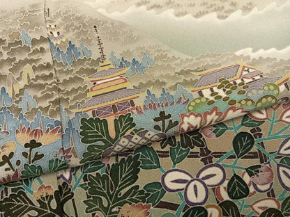 平和屋着物●本加賀友禅作家　村田理栄　色留袖　風景草花文　暈し染め　正絹　逸品　AABG4105ph