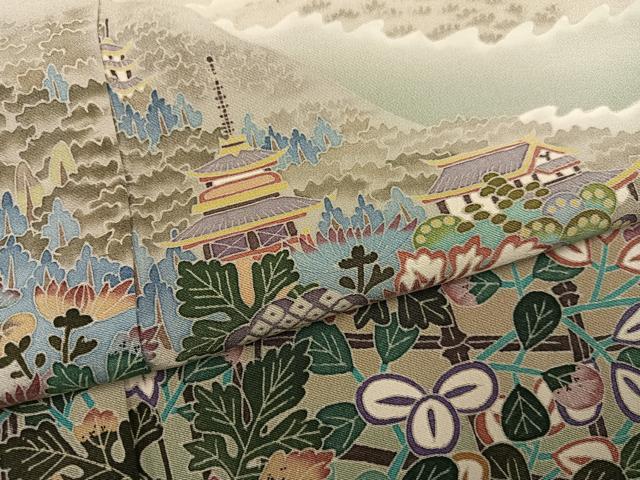 平和屋着物●本加賀友禅作家　村田理栄　色留袖　風景草花文　暈し染め　正絹　逸品　AABG4105ph