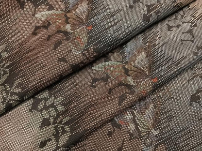 平和屋着物●本場大島紬　カタス9マルキ　花蝶縞文　正絹　逸品　AABG4114ph