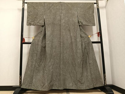 平和屋着物●上質な小紋　紬地　縞　暈し染め　正絹　逸品　AABG4116ph