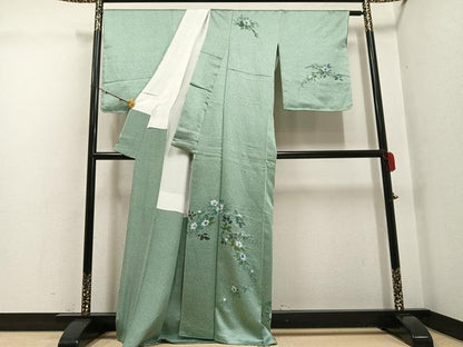 平和屋着物●訪問着　手描き　枝花文　正絹　逸品　未使用　AABG4118ph