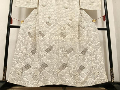 平和屋着物●訪問着　孔雀青海波　金彩　鬼しぼ縮緬　正絹　逸品　未使用　AABG4119ph