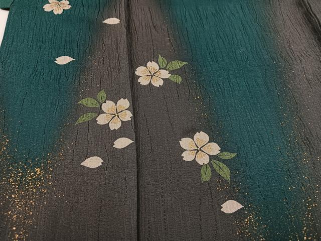 平和屋着物●パリコレクション　ファッションモデル・デザイナー　山口小夜子　振袖　舞桜文　暈し染め　金彩　正絹　逸品　AABG4120ph