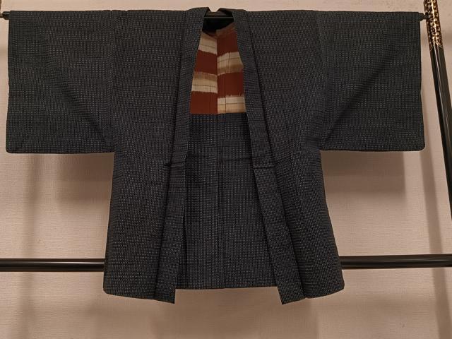平和屋着物●男性　久留米絣　アンサンブル　綿　逸品　AABG4121ph