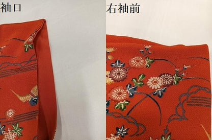 平和屋着物●豪華振袖　型染め　花鳥文　正絹　逸品　AABG4122ph