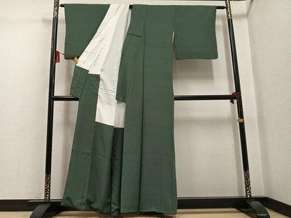 平和屋着物●上質な色無地　藍媚茶色　正絹　逸品　AABG4123ph