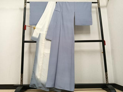 平和屋着物●上質な色無地　桔梗鼠色　正絹　逸品　AABG4125ph