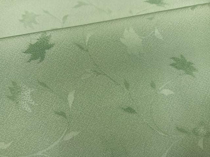 平和屋着物●上質な色無地　草花地紋　山葵色　正絹　逸品　AABG4128ph