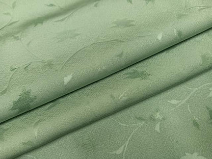平和屋着物●上質な色無地　草花地紋　山葵色　正絹　逸品　AABG4128ph