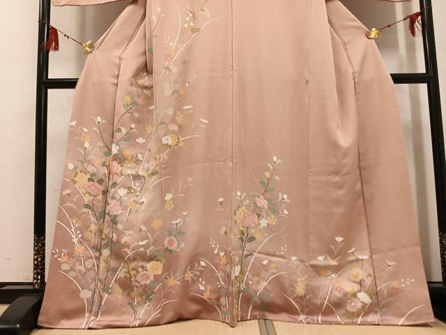 平和屋着物●訪問着　友禅　枝花文　暈し染め　正絹　逸品　AABG4130ph
