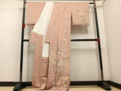 平和屋着物●訪問着　友禅　枝花文　暈し染め　正絹　逸品　AABG4130ph