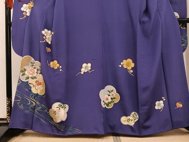 平和屋着物●豪華振袖　駒刺繍　梅　枝花文　金彩　正絹　逸品　AABG4134ph