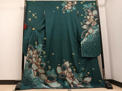 平和屋着物●豪華振袖　絞り　牡丹文　金彩　正絹　逸品　AABG4135ph