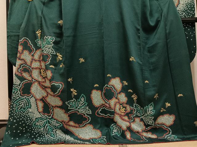 平和屋着物●豪華振袖　絞り　牡丹文　金彩　正絹　逸品　AABG4135ph