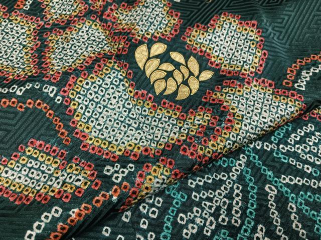 平和屋着物●豪華振袖　絞り　牡丹文　金彩　正絹　逸品　AABG4135ph