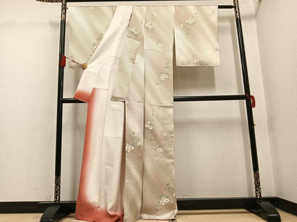 平和屋着物●二代目清次郎　手描き　小紋　草花文　暈し染め　正絹　逸品　AABG4137ph