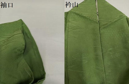 平和屋着物●上質な色無地　草花地紋　柳茶色　正絹　逸品　AABG4142ph