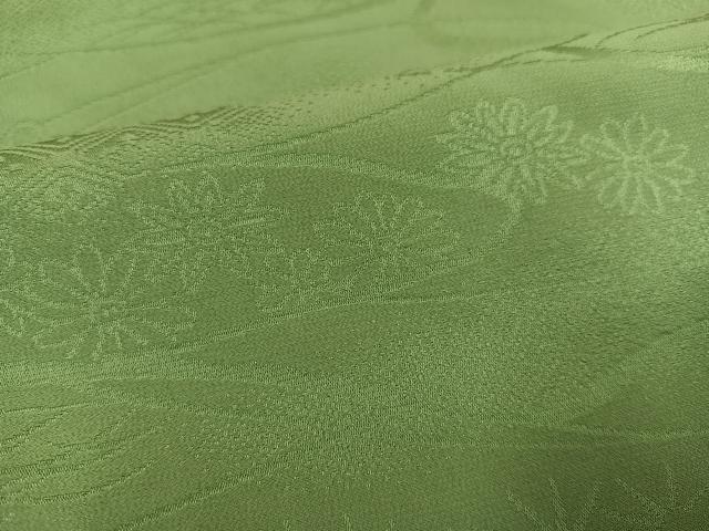 平和屋着物●上質な色無地　草花地紋　柳茶色　正絹　逸品　AABG4142ph
