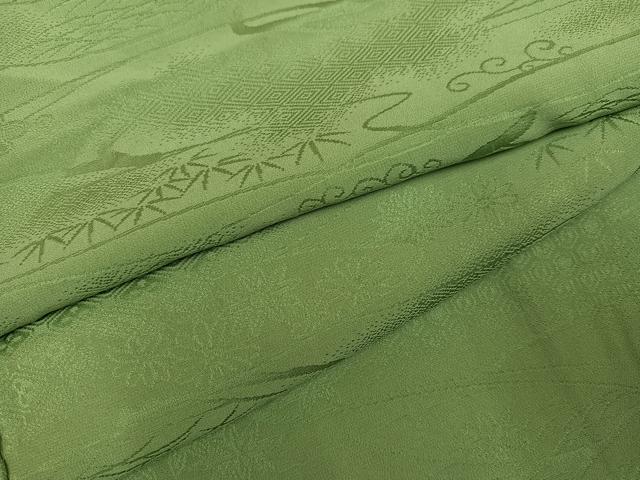 平和屋着物●上質な色無地　草花地紋　柳茶色　正絹　逸品　AABG4142ph