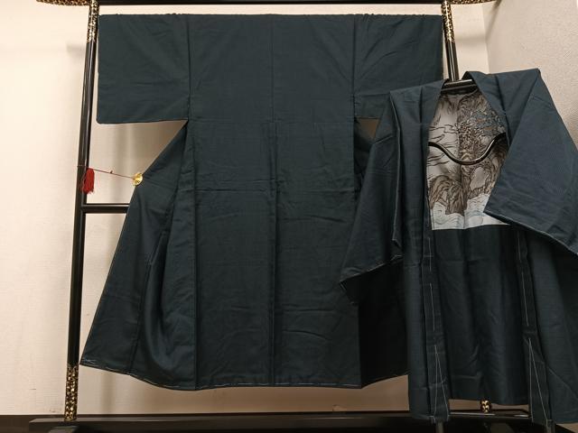 平和屋着物●男性　紬　アンサンブル　正絹　逸品　未使用　AABG4144ph