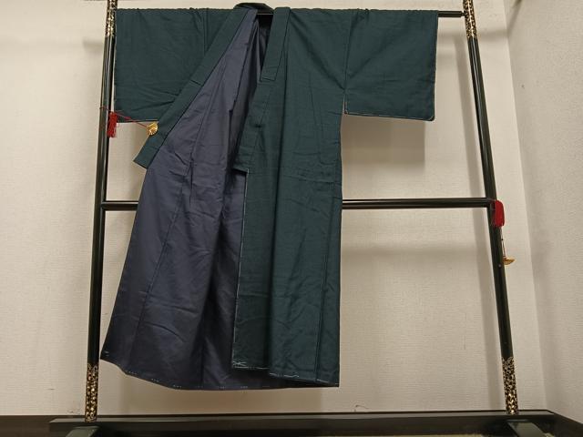 平和屋着物●男性　紬　アンサンブル　正絹　逸品　未使用　AABG4144ph