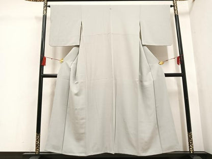 平和屋着物●上質な色無地　絹鼠色　正絹　逸品　AABG4145ph