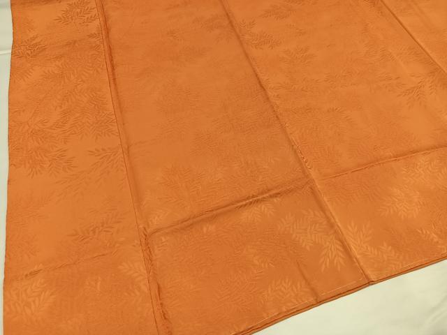 平和屋着物●上質な色無地　草木地紋　黄丹色　正絹　逸品　AABG4148ph
