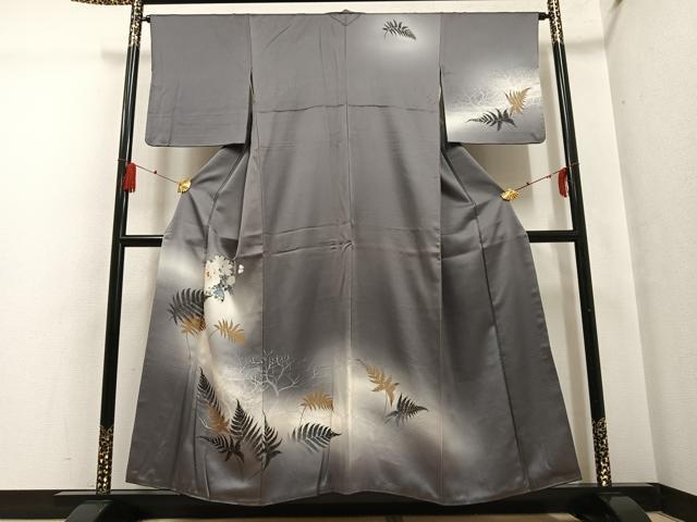 平和屋着物●訪問着　舞蝶草花文　暈し染め　金彩　正絹　逸品　AABG4149ph