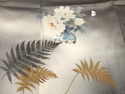 平和屋着物●訪問着　舞蝶草花文　暈し染め　金彩　正絹　逸品　AABG4149ph