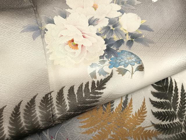 平和屋着物●訪問着　舞蝶草花文　暈し染め　金彩　正絹　逸品　AABG4149ph